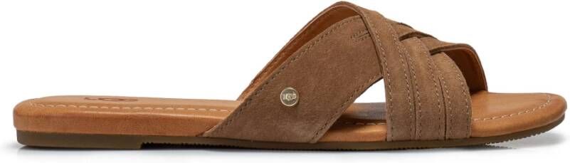 UGG Slippers Dames W Kenleigh Slide Maat: 36 Materiaal: Suède Kleur: Bruin