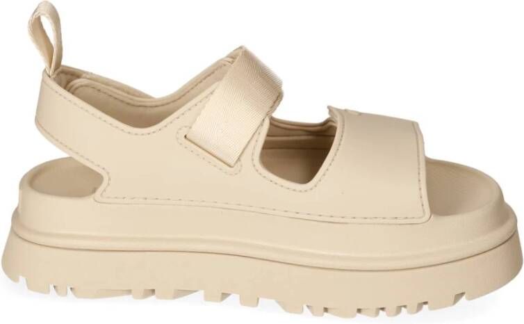 Ugg Goudglans platform sandalen Beige Dames