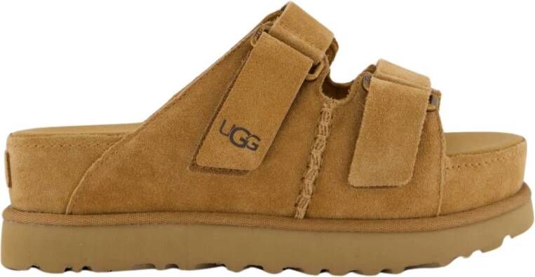 UGG Slippers Dames W Goldenstar Hi Slide Maat: 41 Materiaal: Suède Kleur: Cognac