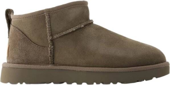 Ugg Grijze Leren Shearling Enkellaarzen Grijs Dames