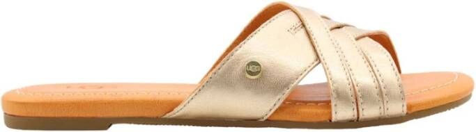 UGG Slippers Dames W Kenleigh Slide Maat: 37 Materiaal: Leer Kleur: Goud