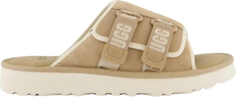 UGG Beige Suède Sandalen met Klittenbandsluiting