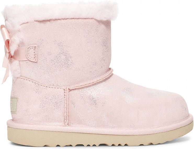Ugg Mini Bailey Bow Shimmer Laarzen voor Kinderen in Pink Cloud | Suede Schoenen.nl