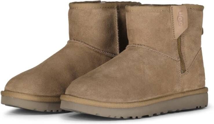 Ugg Klassieke Mini Rits Leren Laars Brown Dames