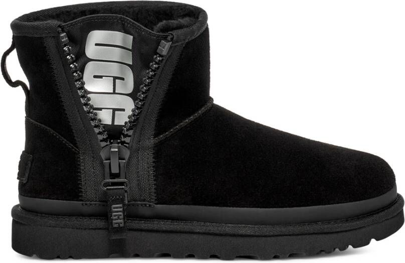 Ugg Dames Classic Mini Zip Tape Logo Winterlaarzen Black Dames