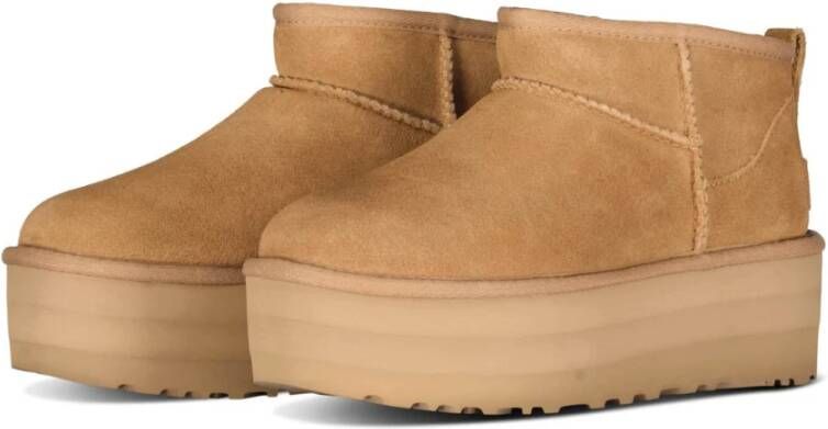 UGG Vachtlaarzen Dames W Classic Ultra Mini Platform Maat: 37 Materiaal: Suède Kleur: Cognac - Foto 5