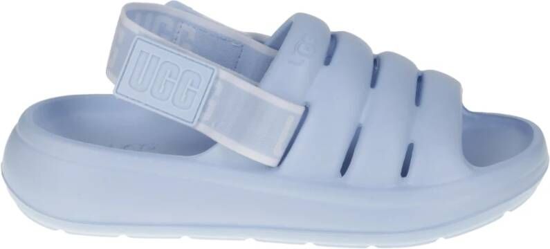 Ugg Lichtblauwe rubberen slipper met klittenbandsluiting Blue Dames