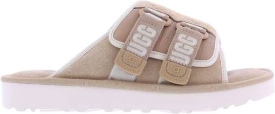 UGG Beige Suède Sandalen met Klittenbandsluiting