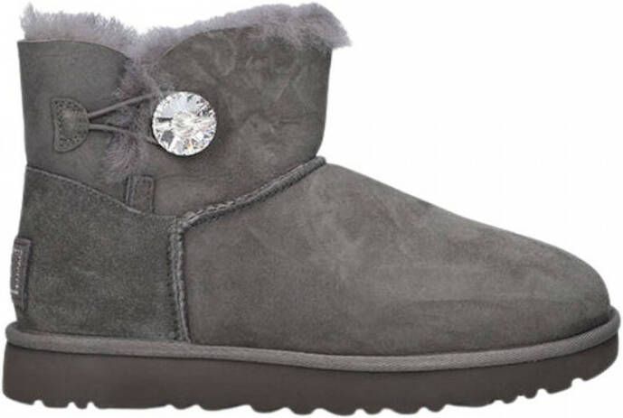 Ugg Grijze Platte Schoenen met Swarovski Kristal Knop Gray Dames