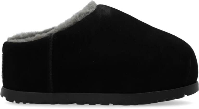 Ugg Shearling Gevoerde Flatform Slides Black Dames