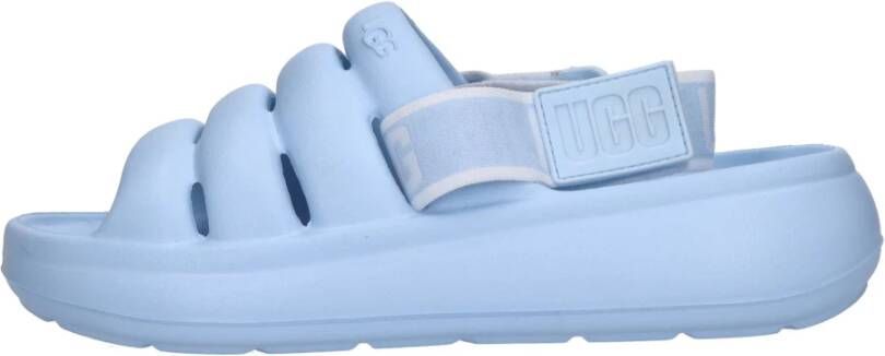 Ugg Lichtblauwe rubberen slipper met klittenbandsluiting Blue Dames