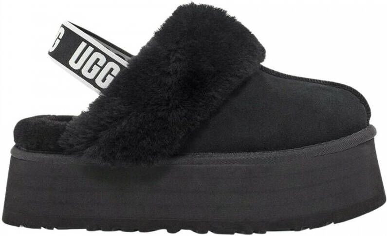 Ugg Zwarte suède en wollen slipper sandaal met 5 cm sleehak Zwart Dames
