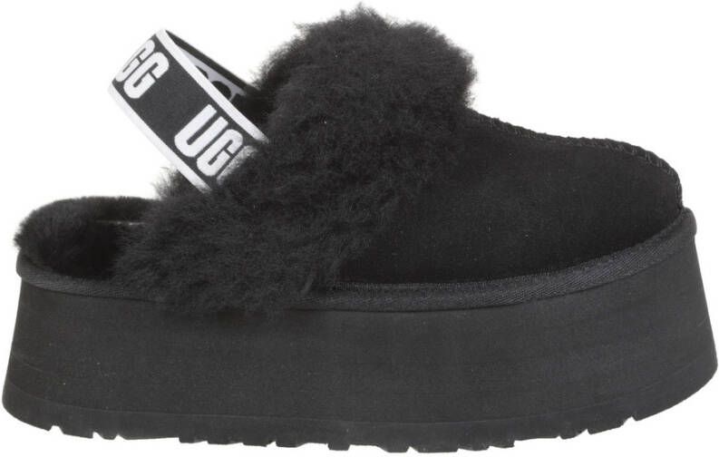 Ugg Zwarte suède en wollen slipper sandaal met 5 cm sleehak Zwart Dames