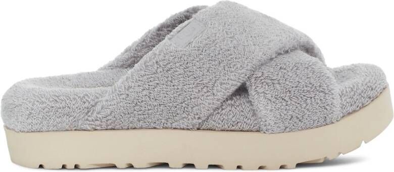 Ugg Slippers W Fuzz Sugar Terry Cross Slide in grijs