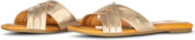 UGG Slippers Dames W Kenleigh Slide Maat: 39 Materiaal: Leer Kleur: Goud