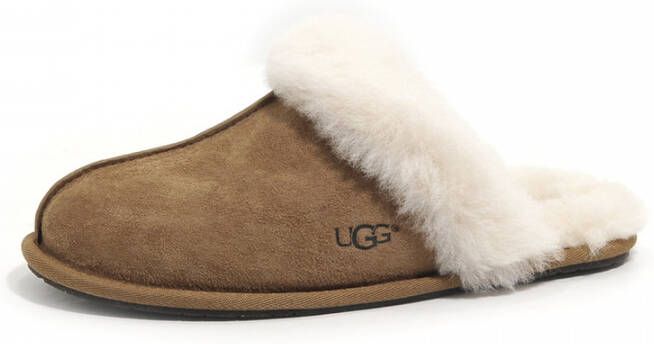 Ugg Bruine Suède Scuff Sis Pantoffel met Shearling Kraag Brown Dames - Foto 5