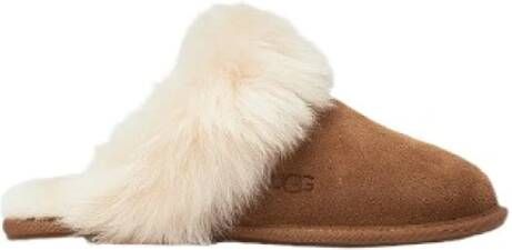 Ugg Bruine Suède Scuff Sis Pantoffel met Shearling Kraag Brown Dames - Foto 4