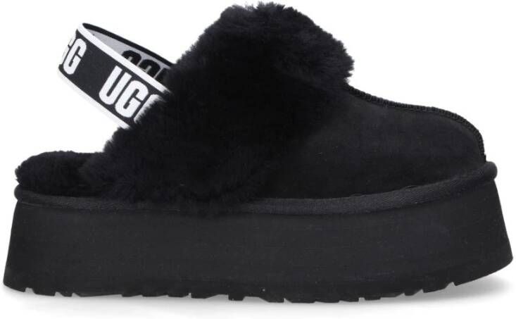 Ugg Zwarte suède en wollen slipper sandaal met 5 cm sleehak Zwart Dames