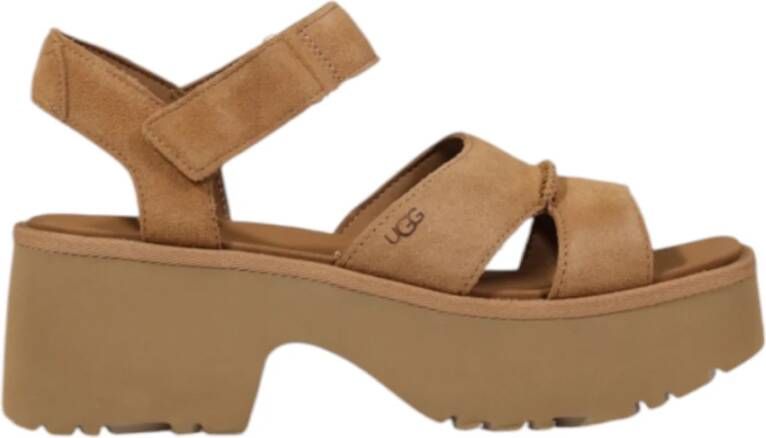 UGG Dames W New Heights Ankle Strap Maat: 39 Materiaal: Suède Kleur: Cognac