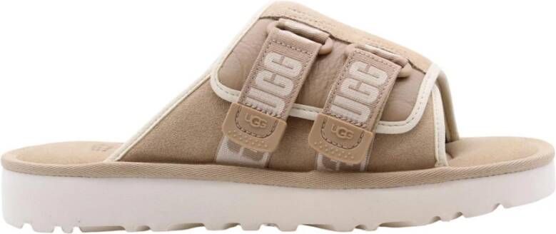 UGG Beige Suède Sandalen met Klittenbandsluiting