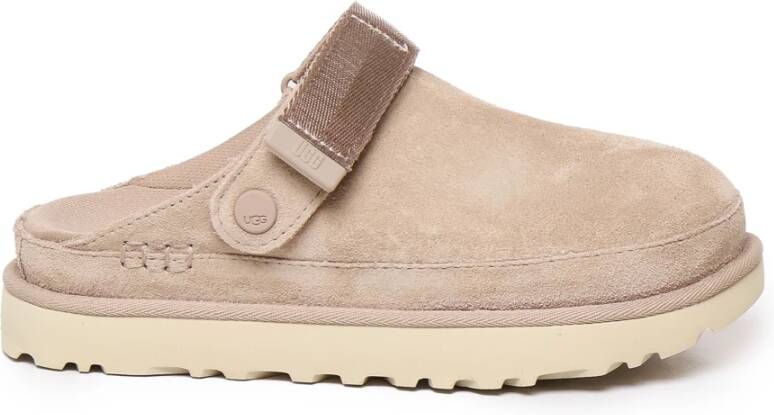 Ugg Suède Sandalen Slip-On Band Sluiting Beige Dames