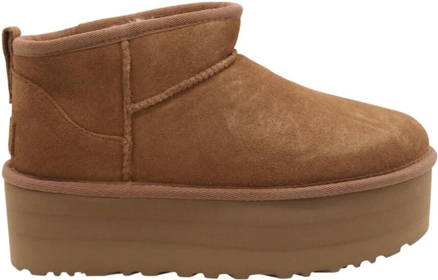 UGG Vachtlaarzen Dames W Classic Ultra Mini Platform Suède Cognac - Foto 15