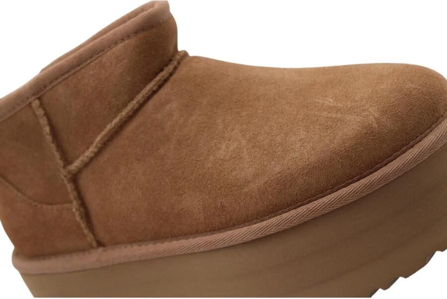 UGG Vachtlaarzen Dames W Classic Ultra Mini Platform Maat: 37 Materiaal: Suède Kleur: Cognac - Foto 13