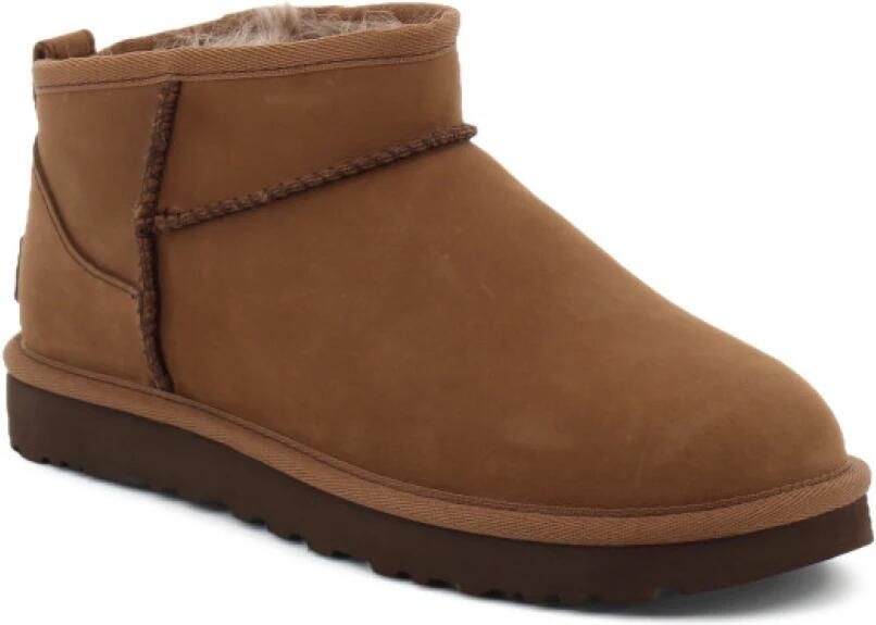 UGG Bruine Classic Ultra Mini Nubuck leren enkellaarsjes - Foto 2