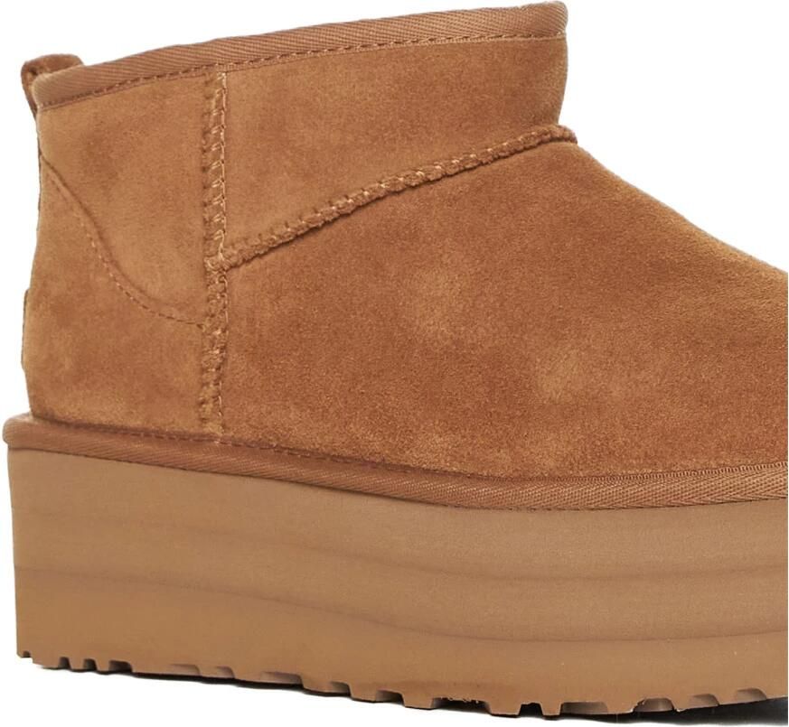 UGG Vachtlaarzen Dames W Classic Ultra Mini Platform Maat: 37 Materiaal: Suède Kleur: Cognac - Foto 7