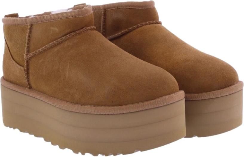UGG Vachtlaarzen Dames W Classic Ultra Mini Platform Maat: 37 Materiaal: Suède Kleur: Cognac - Foto 12