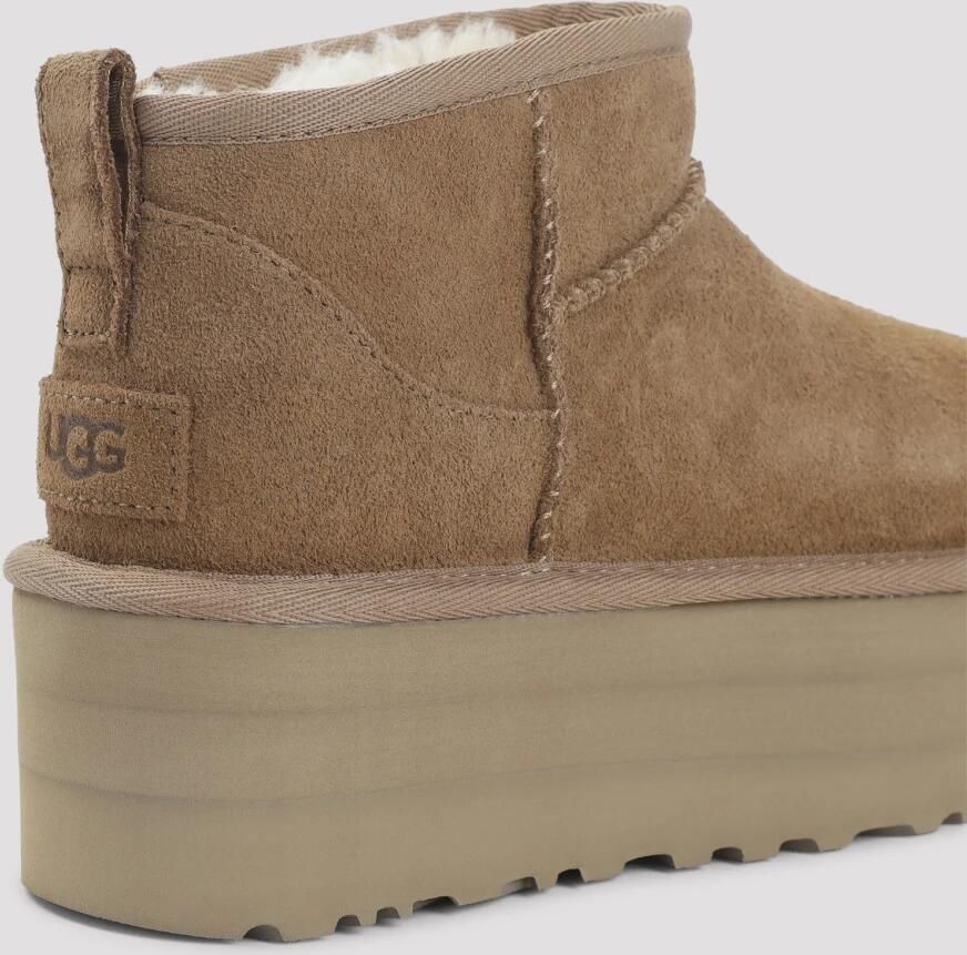 UGG Vachtlaarzen Dames W Classic Ultra Mini Platform Maat: 37 Materiaal: Suède Kleur: Cognac - Foto 7