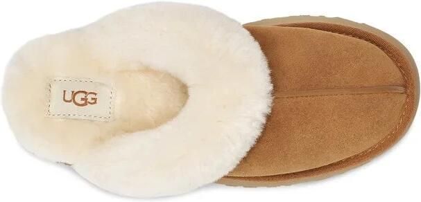 UGG Pantoffels Dames Sloffen Instappers Suède Harde zool Dichte hiel Disquette Cognac - Foto 19