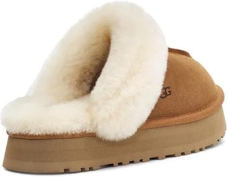 UGG Pantoffels Dames Sloffen Instappers Suède Harde zool Dichte hiel Disquette Cognac - Foto 18