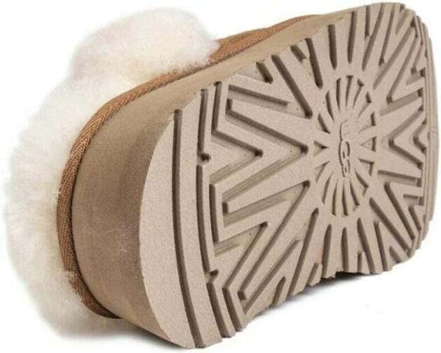 UGG Pantoffels Dames Sloffen Instappers Suède Harde zool Dichte hiel Disquette Cognac - Foto 20