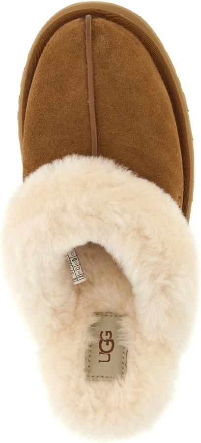 UGG Pantoffels Dames Sloffen Instappers Suède Harde zool Dichte hiel Disquette Cognac - Foto 7