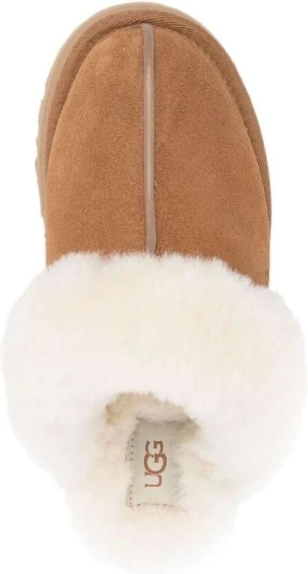 UGG Pantoffels Dames Sloffen Instappers Suède Harde zool Dichte hiel Disquette Cognac - Foto 6
