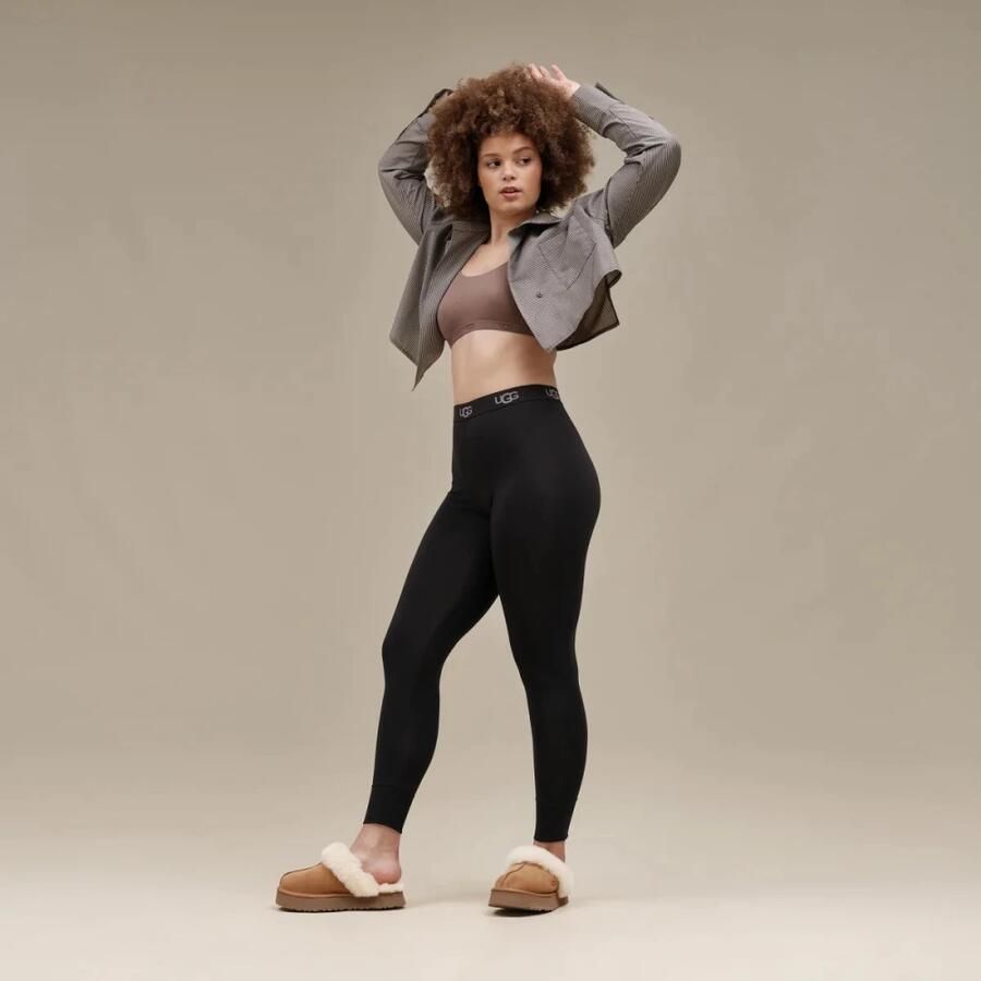 UGG Pantoffels Dames Sloffen Instappers Suède Harde zool Dichte hiel Disquette Cognac - Foto 5