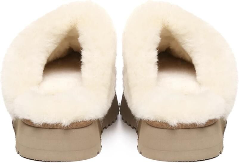 UGG Pantoffels Dames Sloffen Instappers Suède Harde zool Dichte hiel Disquette Cognac - Foto 7