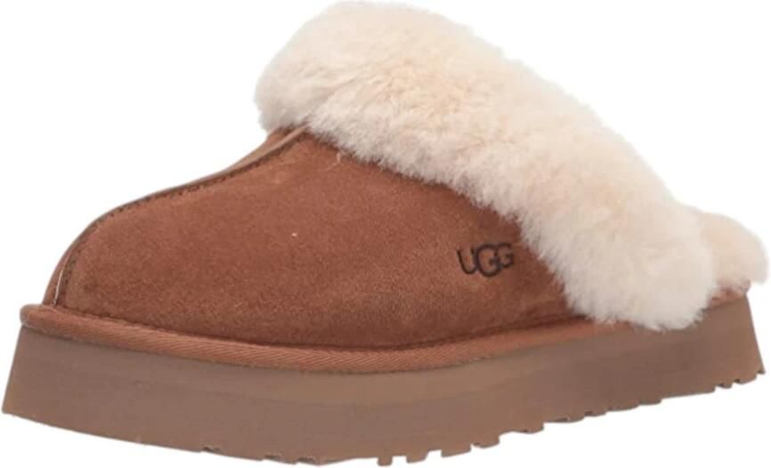 UGG Pantoffels Dames Sloffen Instappers Suède Harde zool Dichte hiel Disquette Cognac - Foto 7