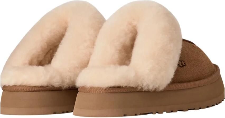 UGG Pantoffels Dames Sloffen Instappers Suède Harde zool Dichte hiel Disquette Cognac - Foto 12