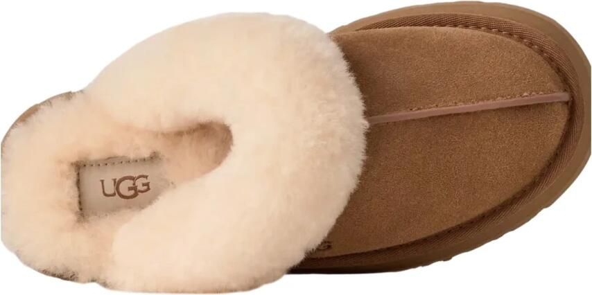 UGG Pantoffels Dames Sloffen Instappers Suède Harde zool Dichte hiel Disquette Cognac - Foto 14