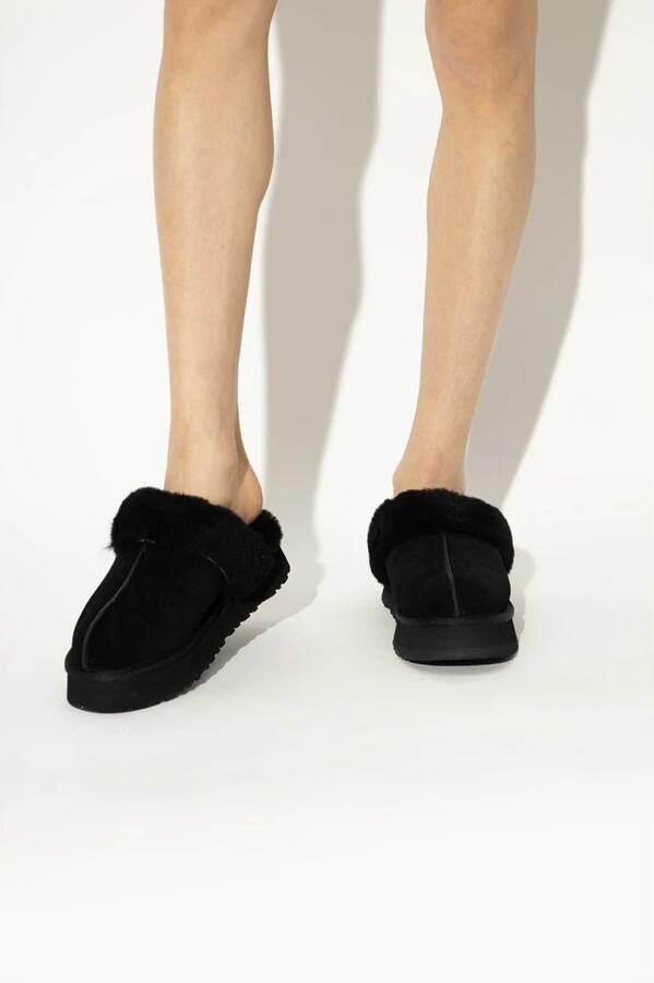 UGG Pantoffels Dames Sloffen Instappers Suède Harde zool Dichte hiel 1130876 Zwart - Foto 13