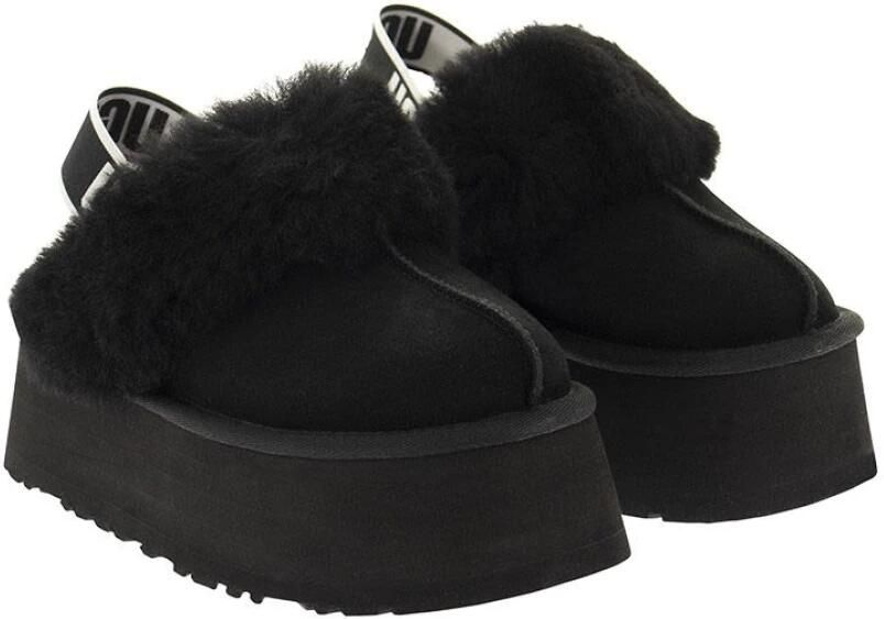 Ugg Zwarte suède en wollen slipper sandaal met 5 cm sleehak Zwart Dames - Foto 12