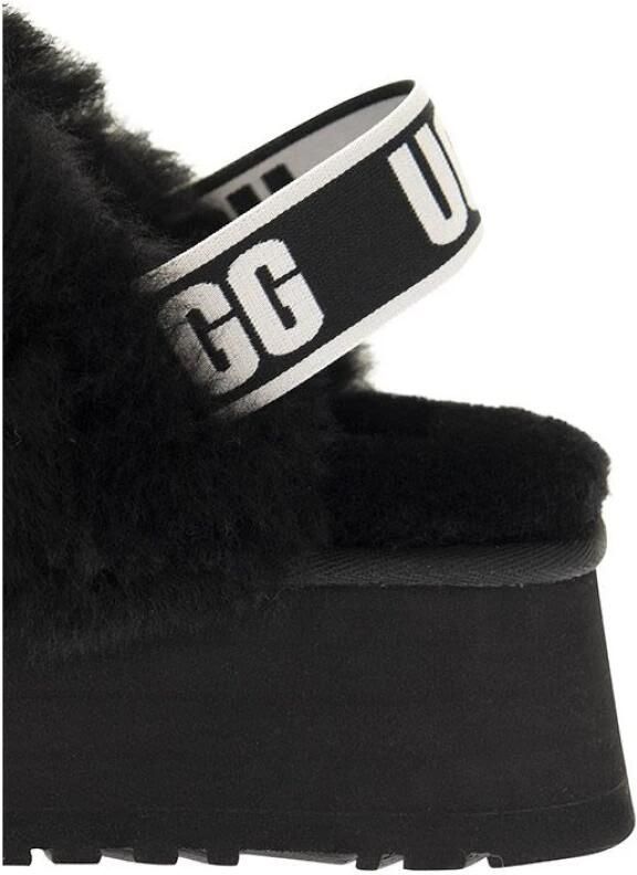 Ugg Zwarte suède en wollen slipper sandaal met 5 cm sleehak Zwart Dames - Foto 11