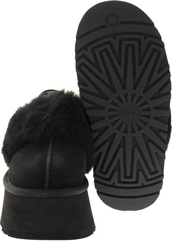 Ugg Zwarte suède en wollen slipper sandaal met 5 cm sleehak Zwart Dames - Foto 4