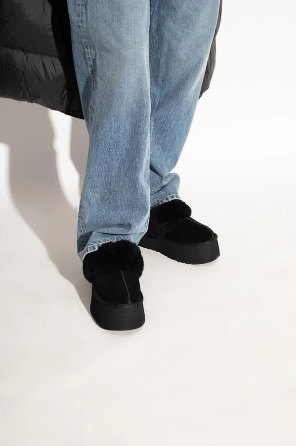 Ugg Zwarte suède en wollen slipper sandaal met 5 cm sleehak Zwart Dames - Foto 14
