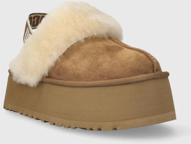 Ugg Schapenvacht Sandalen Laag Platform Biscuit Kleur Brown Dames - Foto 2