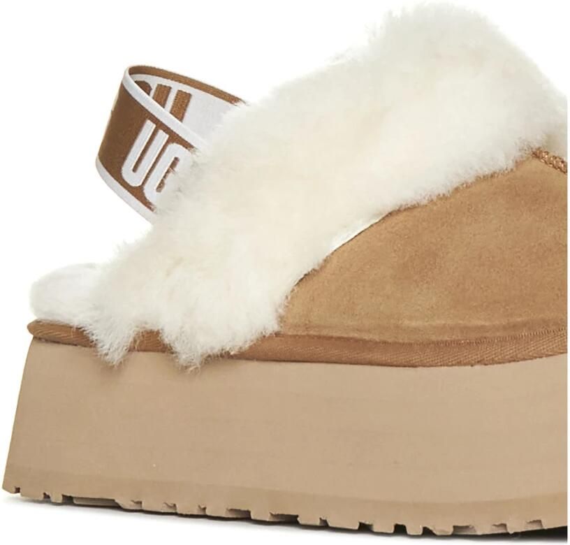 Ugg Schapenvacht Sandalen Laag Platform Biscuit Kleur Brown Dames - Foto 4