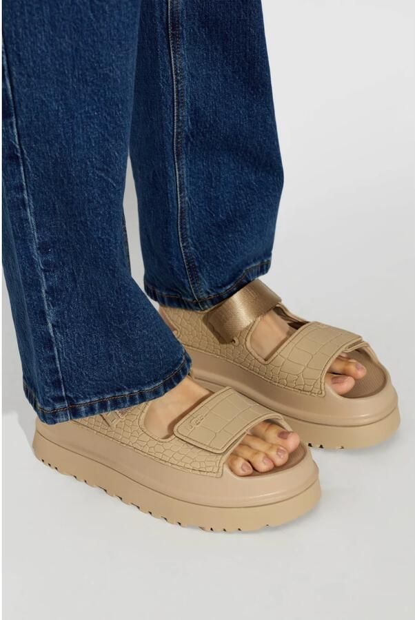 UGG GoldenGlow sandalen van beige leer met reliëf - Foto 4