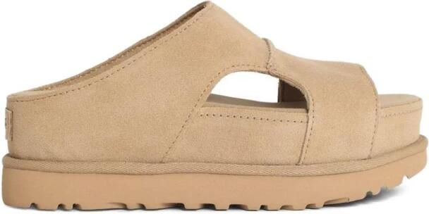 UGG Goldenstar Hi Cutout Slide beige leren sandalen